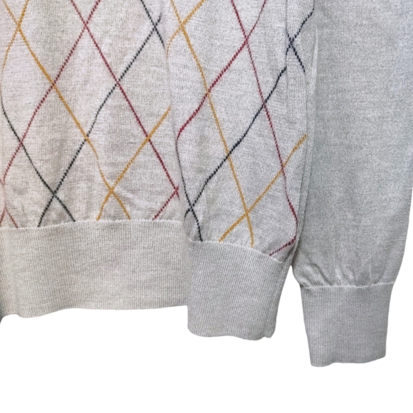 Brooks Brothers Gray Wool Diamond Stitch Crew Neck Sweater Mens Size Large L - Picture 6 of 8